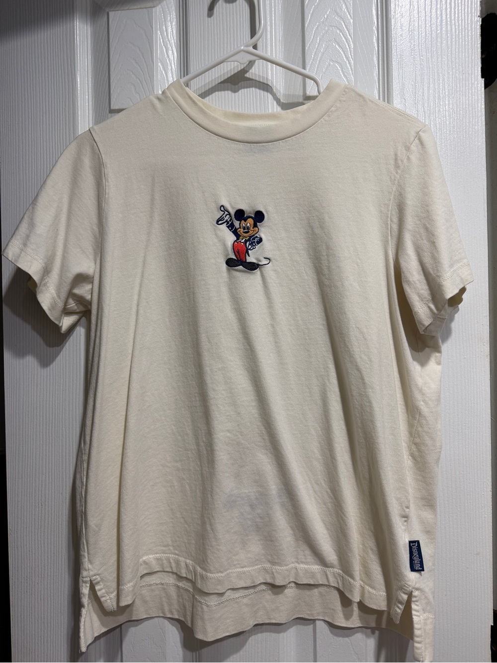 Disney 70th anniversary tee Cream Short Sleeve Tee with Embroidered Mickey